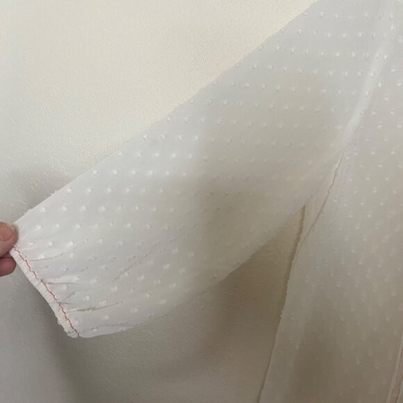 NWT Matilda Jane Blouse Womens Size M White Swiss Dot Peasant Button-Up Sheer - Picture 6 of 13